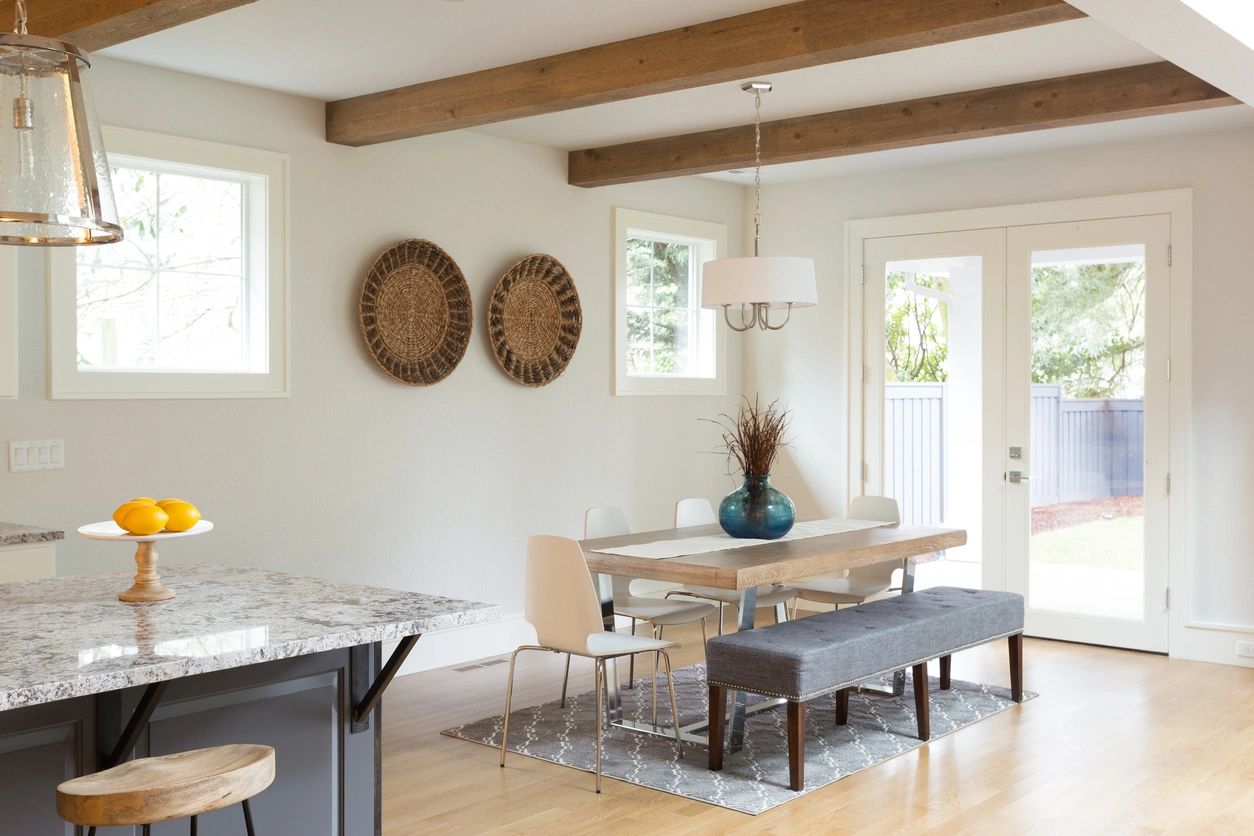 A classic and luxurious raw theme dining area