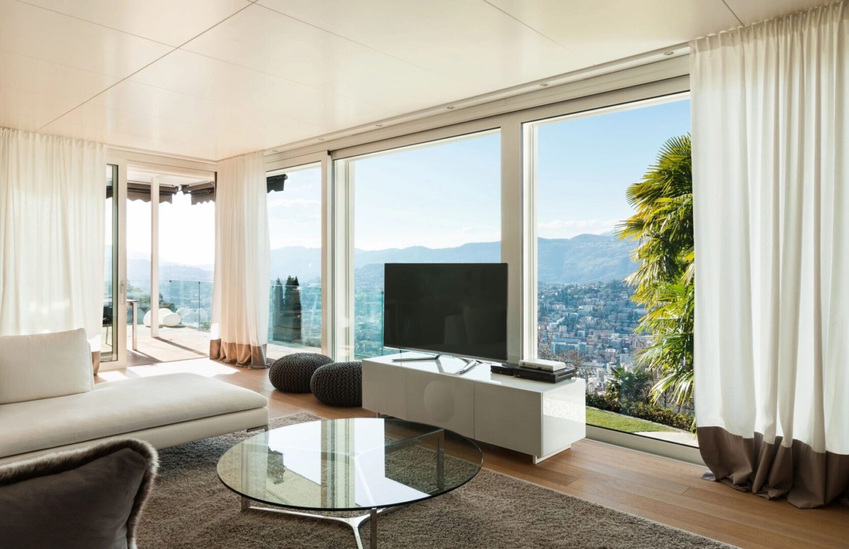 A luxury living room wth a nice view