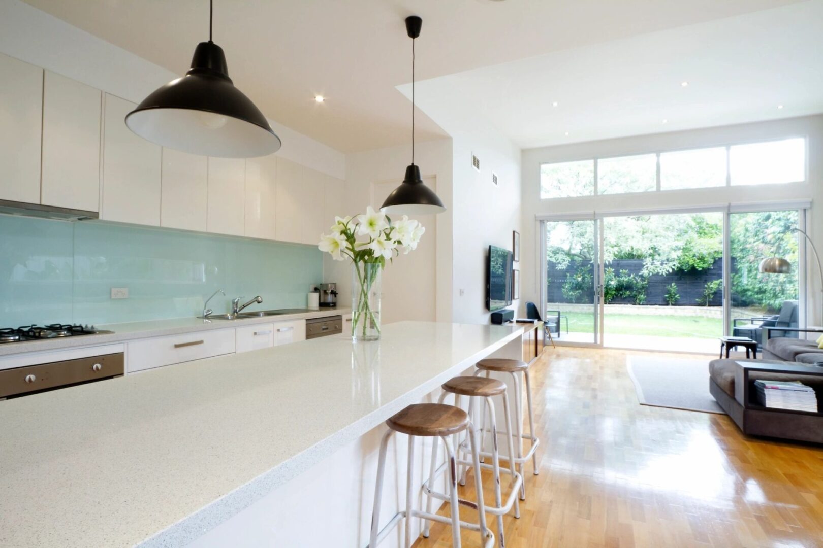 A Minimalist design dining area with glassdoor